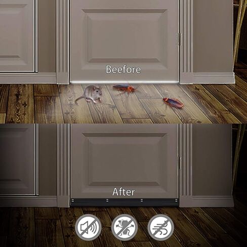 سدادة باب مقاس 42 بوصة مكونة من قطعتين من شريط إغلاق معدني للفئران من الأسفل، حاجز معدني، ماوس من الألومنيوم بارتفاع 2 بوصة، 2 بوصة × 42 بوصة أسود in Kuwait