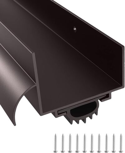 1 Pcs 1-3/4" x 36" U Shaped Aluminum Door Bottom Sweep, Black with Drip Cap Screw-on Weatherstrip Draft Stopper for Exterior, Front, Bottom of Door in Saudi Arabia