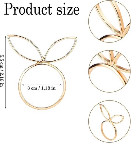8 Pcs Easter Bunny Napkin Rings Gold Rabbit Ear Easter Napkin Holder Buckles Spring Party Dinner Table Decoration in Saudi Arabia