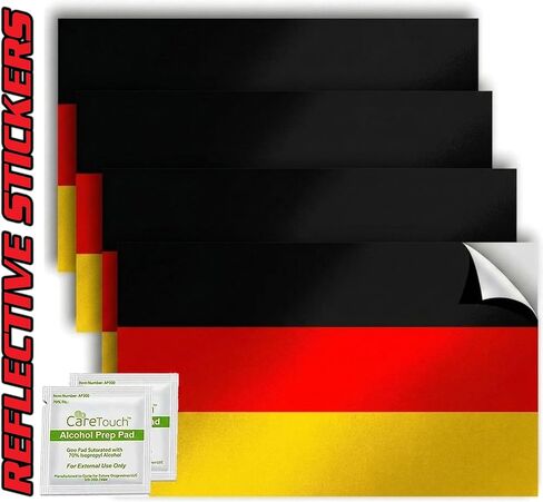 ملصق العلم الألماني | مجموعة من 4 | 4 × 2.5 بوصة | الشارات الألمانية مقاومة للطقس والأشعة فوق البنفسجية ذات جودة ممتازة in Kuwait