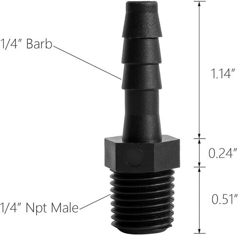 20 pcs 1/4" Barb x 1/4" NPT Male Connector, Plastic Hose Barbed Fitting, Adapter, Industrial Hose Barb to Pipe Fittings Connect in Kuwait