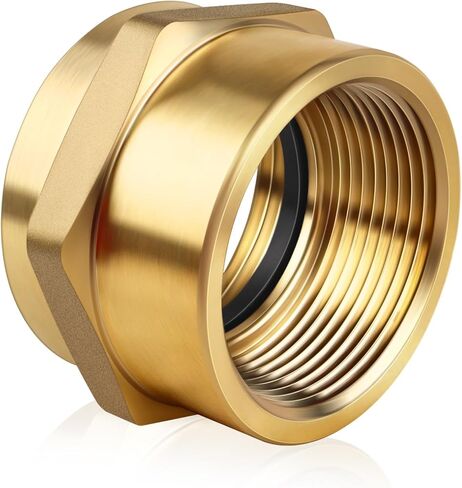 Fire Hydrant Hex Nipple Adapter, 1-1/2" NST NH Female to 1-1/2" NPT Female Brass Fire Hose to Pipe Fitting for Firefighting Pump, Standpipe & Industrial Water Systems in Kuwait