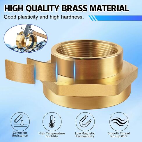 Fire Hydrant Hex Nipple Adapter, 1-1/2" NST NH Female to 1-1/2" NPT Female Brass Fire Hose to Pipe Fitting for Firefighting Pump, Standpipe & Industrial Water Systems in Kuwait