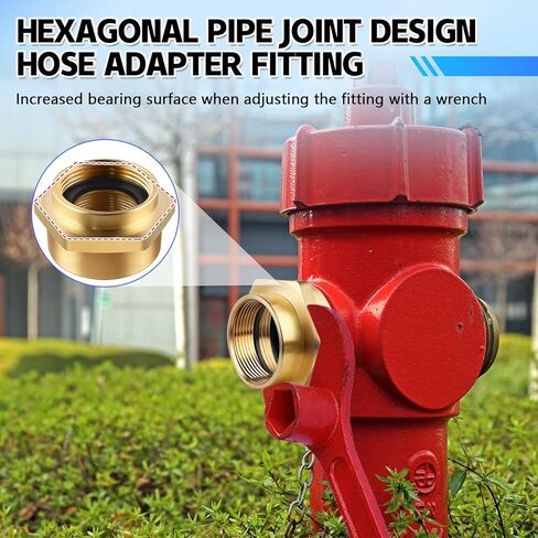 Fire Hydrant Hex Nipple Adapter, 1-1/2" NST NH Female to 1-1/2" NPT Female Brass Fire Hose to Pipe Fitting for Firefighting Pump, Standpipe & Industrial Water Systems in Kuwait