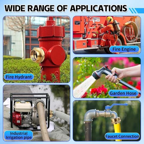 Fire Hydrant Hex Nipple Adapter, 1-1/2" NST NH Female to 1-1/2" NPT Female Brass Fire Hose to Pipe Fitting for Firefighting Pump, Standpipe & Industrial Water Systems in Kuwait