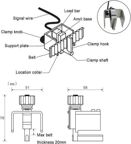 Belt Tension Meter Tester, Contact Tensiometer, Maximum Load 850N, Maximum Belt Width 36mm, Belt Tension Gauge, Precision Measuring Head, Audio-Visual Alarm, for Belts, Cords, Wires, Mesh in Saudi Arabia