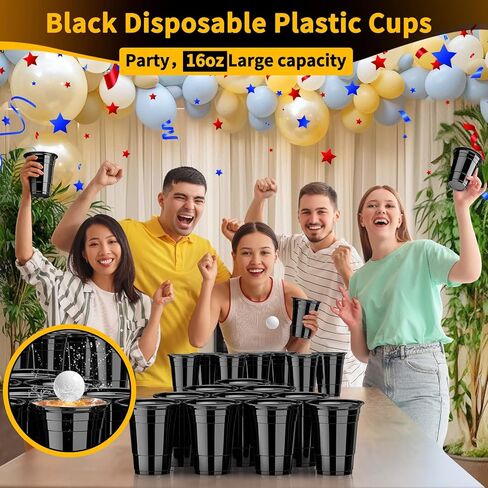 120 Pack 16 oz Black Cups, Heavy Duty Black Plastic Cups for Party, Cold Drinks, BBQ, Black Disposable Cups for Christmas, Halloween, Wedding, Birthday, Picnic, Serving and Celebrations in Saudi Arabia