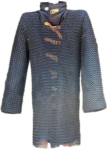 NauticalMart Chainmail Medieval Haubergeon Shirt Butted Long Shirt Black Halloween in Saudi Arabia