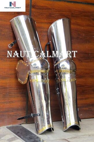 NauticalMart Medieval Leg Guards XIV Century Churburg Leg Armor, Gothic Upper Leg- Knees and Greaves Halloween Costume in Saudi Arabia