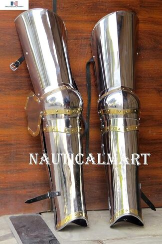 NauticalMart Medieval Leg Guards XIV Century Churburg Leg Armor, Gothic Upper Leg- Knees and Greaves Halloween Costume in Saudi Arabia