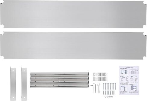 رف مزدوج من الفولاذ المقاوم للصدأ مقاس 30.48 سم × 152.4 سم سعة الوزن 176 رطل، رف قابل للتعديل بطبقتين للإعداد وطاولة العمل في المنزل والمطبخ in Kuwait