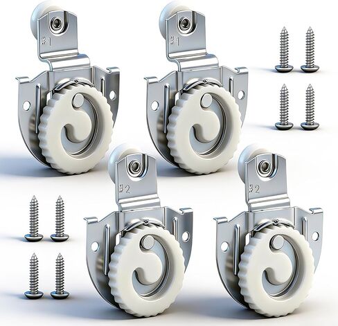 4PCS Closet Door Roller Kit, Sliding Closet Door Hardware Top-Roller with 8 Screws, Smooth and Quiet Sliding Q-112 in Saudi Arabia