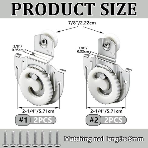 4PCS Closet Door Roller Kit, Sliding Closet Door Hardware Top-Roller with 8 Screws, Smooth and Quiet Sliding Q-112 in Saudi Arabia
