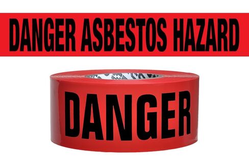 شريط حاجز تحذيري من Presco B3103R1 مقاس 3 بوصات × 1000 قدم 3 مل، أحمر "خطر الأسبستوس"، ارتفاع 7.25 بوصة، عرض 3 بوصة، طول 7.25 بوصة in Kuwait