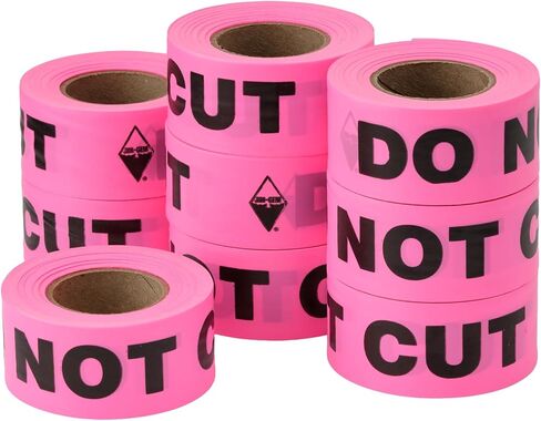 شريط علامات الفينيل من بريسكو - 1-1/2 بوصة × 150 قدم بينك جلو، مطبوع "DO NOT CUT" شريط علامات عالي الوضوح للاستخدام في الغابات والحقل (1) in Kuwait