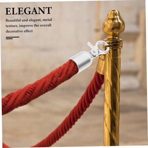 6Pcs Metal Barrier Rope End Caps with Hooks Secure Carabiner Clips for Stanchion Barriers Easy Installation Decking Rope Connectors for Crowd Control and Outdoor Use in Saudi Arabia