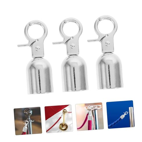 6Pcs Metal Barrier Rope End Caps with Hooks Secure Carabiner Clips for Stanchion Barriers Easy Installation Decking Rope Connectors for Crowd Control and Outdoor Use in Saudi Arabia