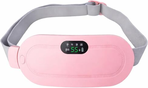 وسادة تسخين لتشنجات الدورة الشهرية، وسادة تسخين محمولة ولاسلكية للبطن الخلفي لتخفيف تشنجات الدورة الشهرية، حزام تسخين للدورة - 4 أوضاع للتدليك (وردي) in Kuwait