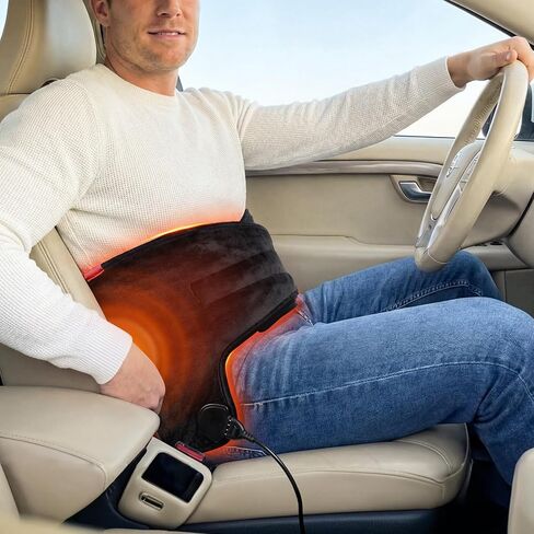 حزام تسخين السيارة لسائقي الشاحنات: كهربائي 12/24 فولت ساخن للغاية 159 درجة فهرنهايت - 30 ثانية تخفيف أكثر دفئًا لأسفل الظهر - اخرج دون إعاقة بعد القيادة طوال اليوم - إيقاف تلقائي لمدة 4 ساعات وقابل للغسل in Kuwait