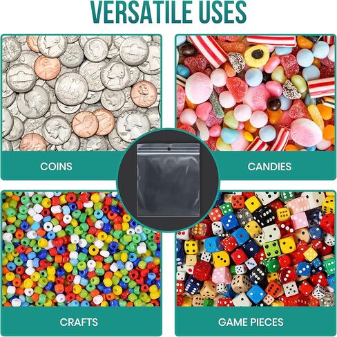 Levex - 3.5" x 3.5" (100 Count) 4 Mil Heavy Duty Clear Hang Hole Display Reclosable Zip Plastic Poly Bags with Resealable Lock Seal Zipper for Travel, Storage, Packaging & Shipping in Kuwait