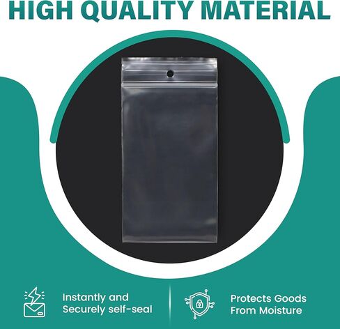 Levex - 3.5" x 3.5" (100 Count) 4 Mil Heavy Duty Clear Hang Hole Display Reclosable Zip Plastic Poly Bags with Resealable Lock Seal Zipper for Travel, Storage, Packaging & Shipping in Kuwait