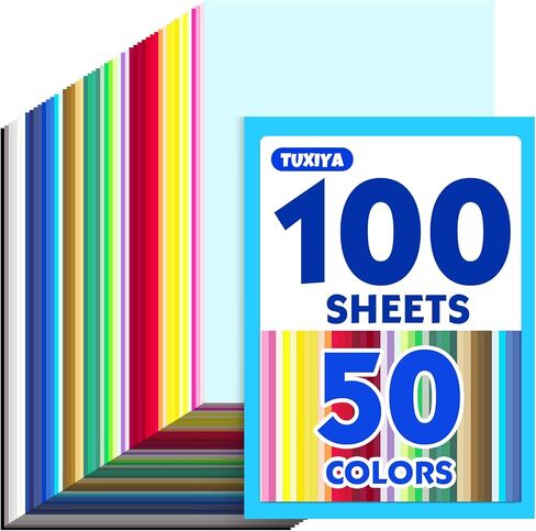 500 ورقة بطاقات ملونة مقاس 8.5 بوصة × 11 بوصة، 50 لونًا متنوعًا 230 جرامًا لكل متر مربع/85 رطلًا من ورق الطباعة للطباعة، وصناعة البطاقات، والحرف اليدوية، واللوازم المدرسية للأطفال، وديكورات الحفلات in Kuwait