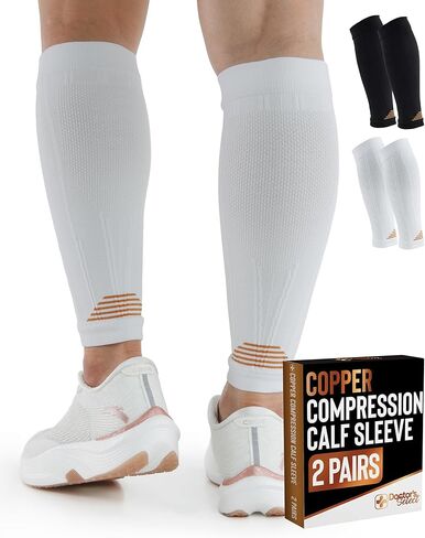 Doctor's Select 2 Pairs Copper Calf Compression Sleeve - Leg Compression Sleeves for Women & Men, Shin Splint Relief in Kuwait