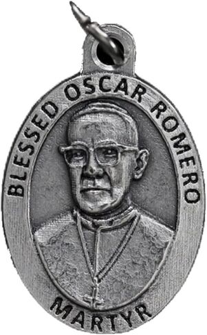 San Oscar Romero San Romero Monseñor Romero Patron من السلفادور بطاقة الصلاة المباركة الميدالية أو الميدالية المؤكسدة in Kuwait