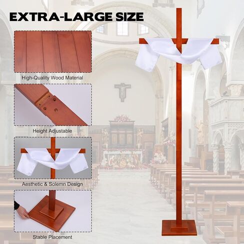 Adjustable Extra Large Wooden Cross Stand Up to 82 Inch – Handmade Solid Wood Oversized Standing Cross for Yard, Wall or Table Display, Easter Christmas Wedding Church Decoration in Saudi Arabia
