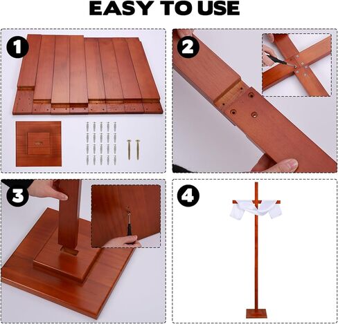 Adjustable Extra Large Wooden Cross Stand Up to 82 Inch – Handmade Solid Wood Oversized Standing Cross for Yard, Wall or Table Display, Easter Christmas Wedding Church Decoration in Saudi Arabia