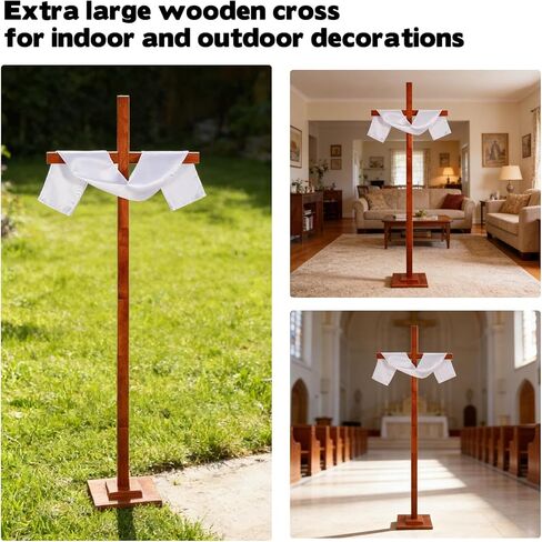 Adjustable Extra Large Wooden Cross Stand Up to 82 Inch – Handmade Solid Wood Oversized Standing Cross for Yard, Wall or Table Display, Easter Christmas Wedding Church Decoration in Saudi Arabia