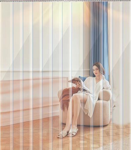 ستارة باب شريطية PVC تجارية - مدخل فينيل مقاوم للرياح لمقصورة الفريزر والمبرد والمستودعات والمنزل - 88.58 بوصة × 106.3 بوصة (عرض 225 × ارتفاع 270 سم) - متينة وسهلة التركيب in Kuwait