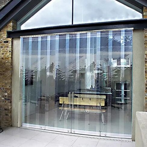 ستارة باب بشريط PVC شفاف - بديل من الفينيل المقاوم للماء للمستودعات والمجمدات والمبردات - مثالية للطابق السفلي ومنزل الحيوانات الأليفة (W120xH210cm/47.24x82.68in) in Kuwait