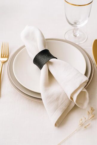 ITOS365 Cream Napkin Rings Set of 12, Round Metal Napkin Ring Holder, Napkin Cloth Holder Rings for Dinning Table Parties Everyday in Saudi Arabia