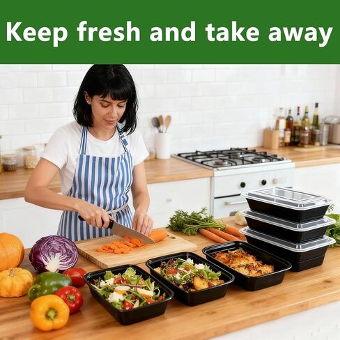 10 حزمة 28 أوقية حاويات الإعدادية وجبة قابلة لإعادة الاستخدام مع الأغطية ، وحاويات تخزين الطعام مقصورتين للذهاب لتناول الغداء ميكروويف قابلة للتصرف ، ومربع من البلاستي in Kuwait