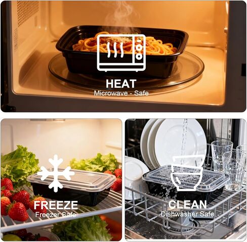 10 حزمة 28 أوقية حاويات الإعدادية وجبة قابلة لإعادة الاستخدام مع الأغطية ، وحاويات تخزين الطعام مقصورتين للذهاب لتناول الغداء ميكروويف قابلة للتصرف ، ومربع من البلاستي in Kuwait