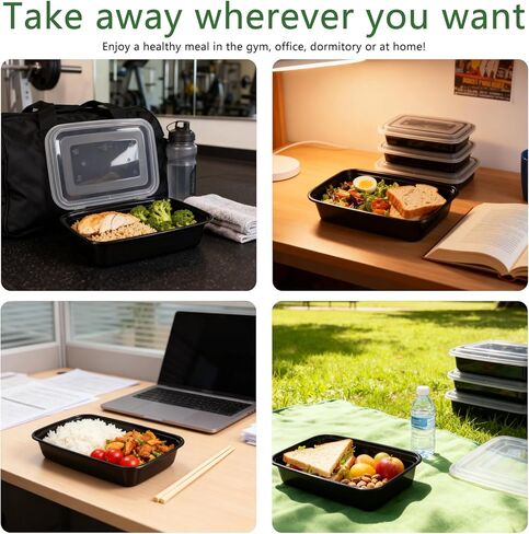 10 حزمة 28 أوقية حاويات الإعدادية وجبة قابلة لإعادة الاستخدام مع الأغطية ، وحاويات تخزين الطعام مقصورتين للذهاب لتناول الغداء ميكروويف قابلة للتصرف ، ومربع من البلاستي in Kuwait