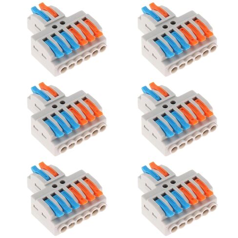 6pcs Lever Wire Connectors 2 in 6 Out Circuit Inline Splices Electrical Wire Connector 28-12 AWG Quick Connect Splice Wire Connectors in Saudi Arabia