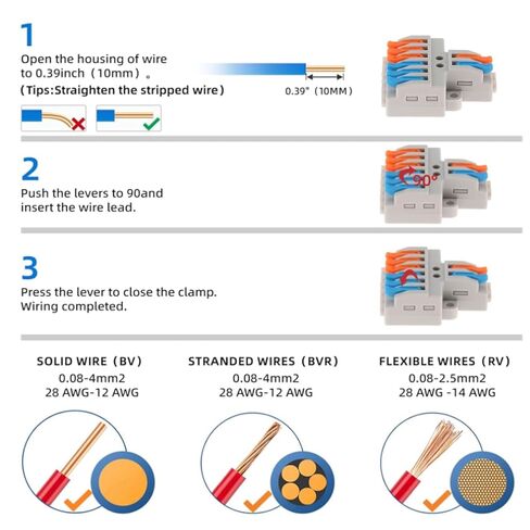 6pcs Lever Wire Connectors 2 in 6 Out Circuit Inline Splices Electrical Wire Connector 28-12 AWG Quick Connect Splice Wire Connectors in Saudi Arabia