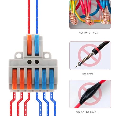 6pcs Lever Wire Connectors 2 in 6 Out Circuit Inline Splices Electrical Wire Connector 28-12 AWG Quick Connect Splice Wire Connectors in Saudi Arabia