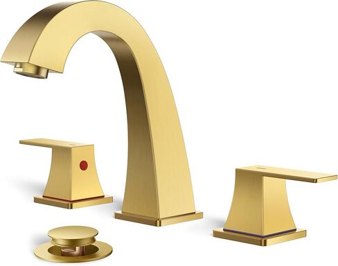 FORIOUS صنبور حوض الحمام 3 فتحات، صنابير حمام سوداء غير لامعة للغرور مع استنزاف منبثق وخطوط إمداد، خالية من الرصاص 8 بوصة صنبور واسع الانتشار لحوض 3 فتحات in Kuwait