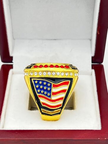 Discount Sports Rings BALL LEAGUE CHAMPIONSHIP RING — GOLD BODY, YELLOW STONES, RED LACES Item 5-30 in Saudi Arabia