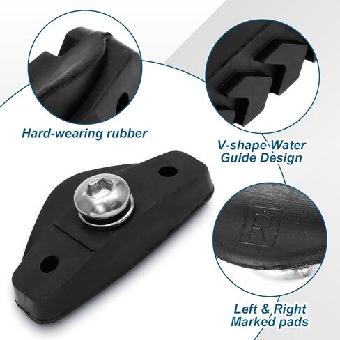 Hordion 2 Pairs Bike Brake Pads, Professional V Brake Pads 50mm Caliper Brake-Pad with Allen Wrench for Road Bike Mountain Bikes City Bikes in Saudi Arabia
