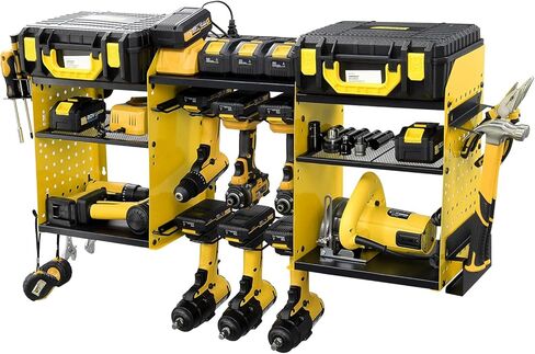 منظم أدوات الطاقة مثبت على الحائط مع محطة شحن، تخزين أدوات المرآب عالي التحمل 3 طبقات مع 4 حامل مثقاب لاسلكي و8 منافذ شريط طاقة، هدية للرجال والزوج والأب في عيد ميلاد الذكرى السنوية الحمراء in Kuwait