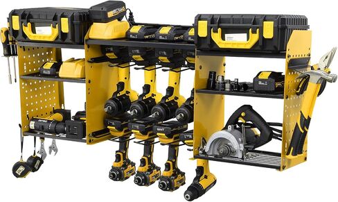 Power Tool Organizer Wall Mount with Charging Station, Heavy Duty 3 Layer Garage Tool Storage with 4 Cordless Drill Holder and 8 Outlet Power Strip, Gift for Men Husband Dad Birthday Anniversary red in Saudi Arabia
