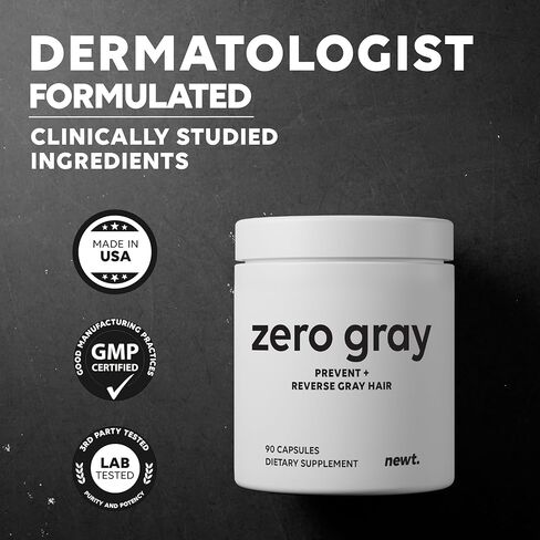 ZERO GRAY™ - مكملات مضادة للشعر الرمادي لعكس الشعر الرمادي بشكل دائم وسريع | استعادة اللون الطبيعي ومنع نمو الشعر الرمادي | البيوتين، الفيتامينات، مكمل الكاتالاز للرجال والنساء | 90 كبسولة in Saudi Arabia