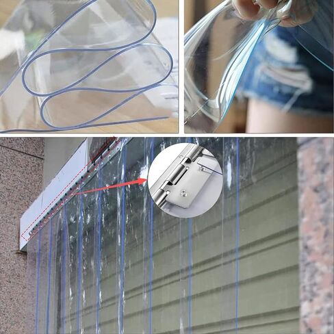 Premium PVC Strip Door Curtain Kit - Clear Insulation Shutters for Warehouse, Garage, and Barn | Complete with Hardware | Size: 88.58"x94.49" (W225xH240cm) in Kuwait