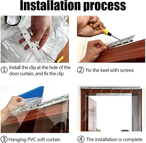 Premium PVC Strip Door Curtain Kit - Clear Insulation Shutters for Warehouse, Garage, and Barn | Complete with Hardware | Size: 88.58"x94.49" (W225xH240cm) in Kuwait