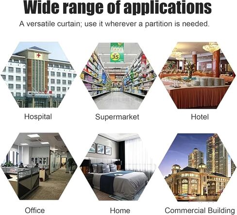 ستارة باب بشريط PVC شفاف - مجموعة أبواب ناعمة من الفينيل المقاوم للخدش للاستخدام التجاري والصناعي، مثالية لورش العمل والمستودعات وبيوت الحيوانات الأليفة (W180xH200cm/70.86x78.74in) in Kuwait