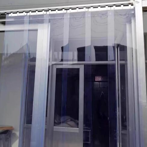 ستارة شريطية شفافة من PVC - باب معزول حراريًا مقاوم للماء للمستودعات والمجمدات والأقبية (W180xH220cm/70.86x86.61in) - حل بديل بلاستيكي متين in Kuwait